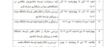 زمانبندی انتقال دانشجویان